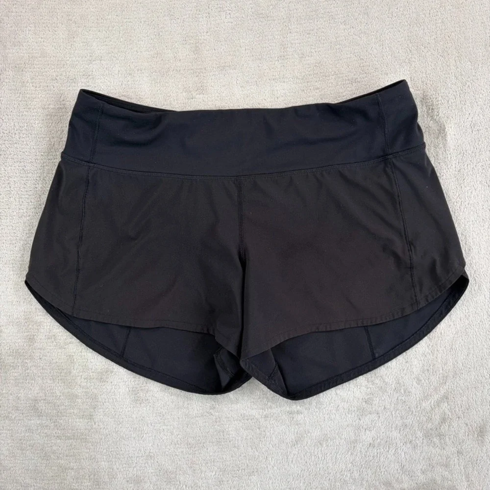 Lululemon Speed Up Short Long Lined Black Running Athletic Workout Women 8 Tall‎
